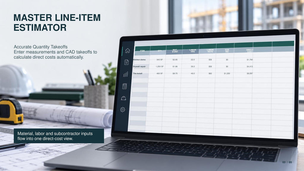 Construction Estimating Spreadsheet for Contractors – preview 3