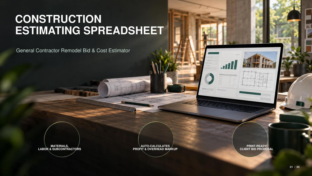 Construction Estimating Spreadsheet for Contractors