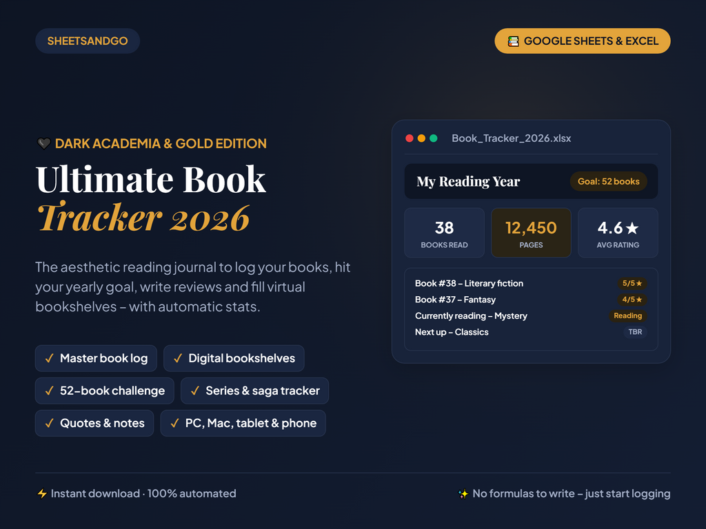 Ultimate Book Tracker 2026 – Dark Academia edition