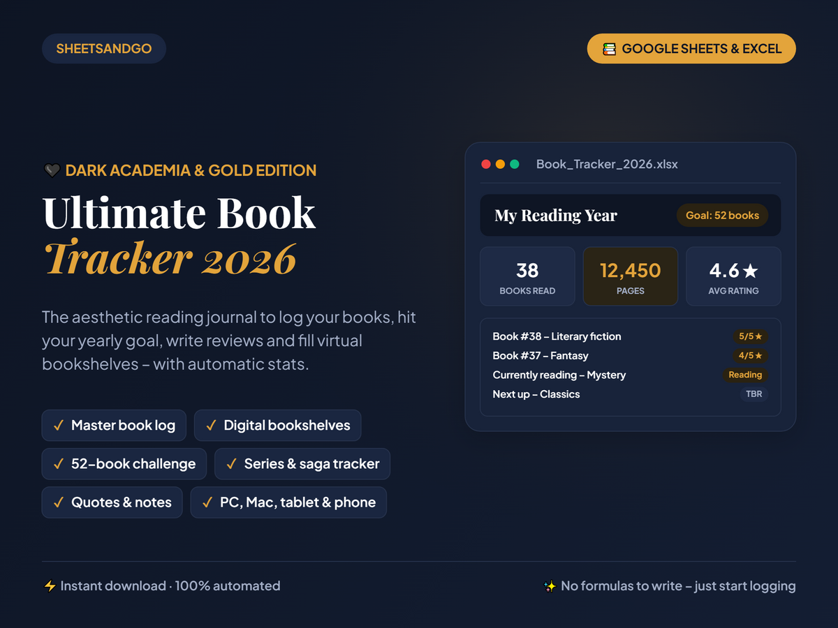 Ultimate Book Tracker 2026 – Dark Academia edition